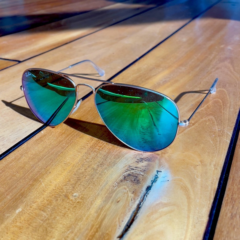 Ray Ban Aviator Flash Lens Green/Gold